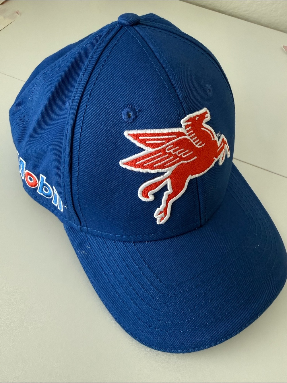 Vintage Mobil Gas Pegasus Embroidered Blue Baseball Cap Hat Strapback